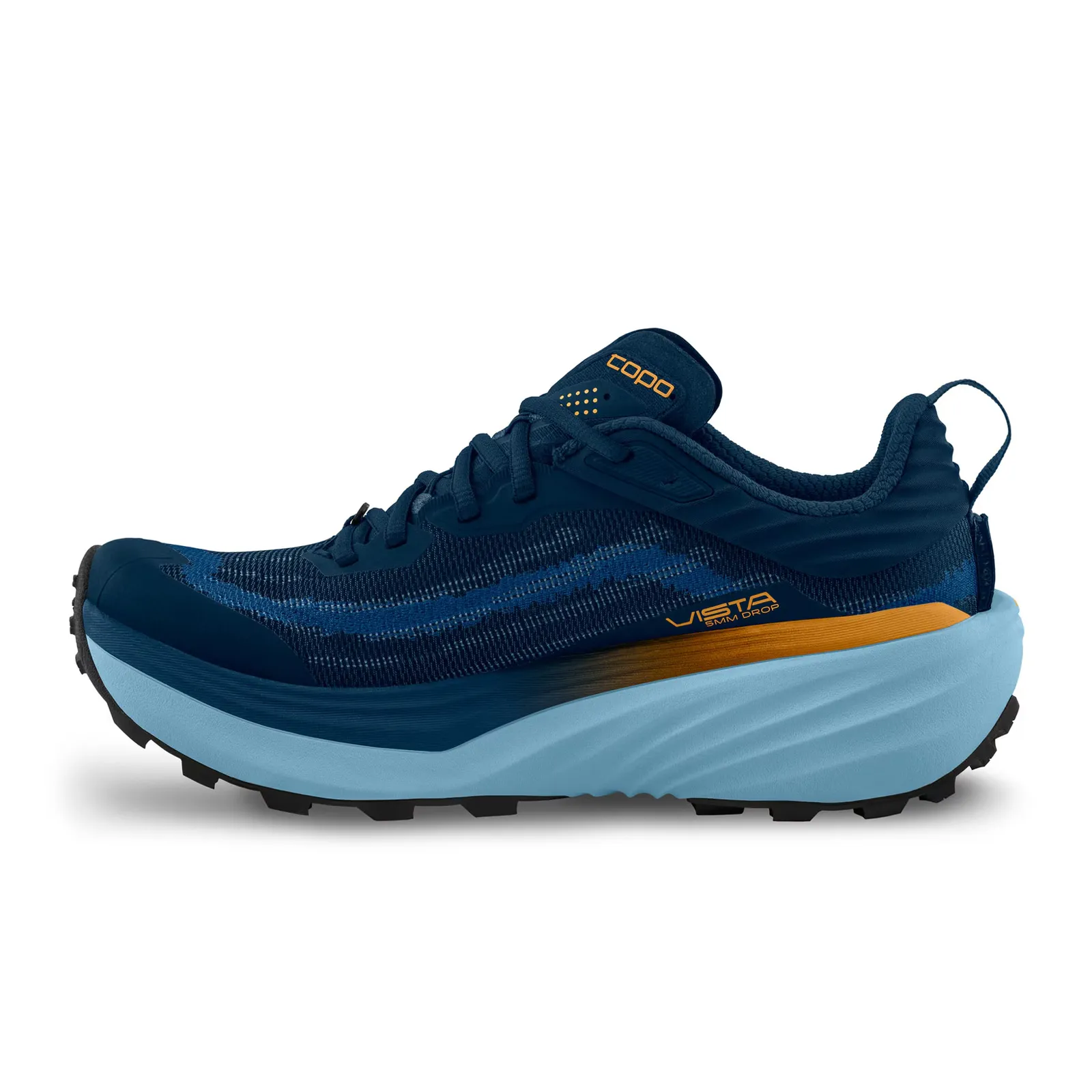 Topo Vista Running Shoe (Men) - Navy/Orange Shoe Size