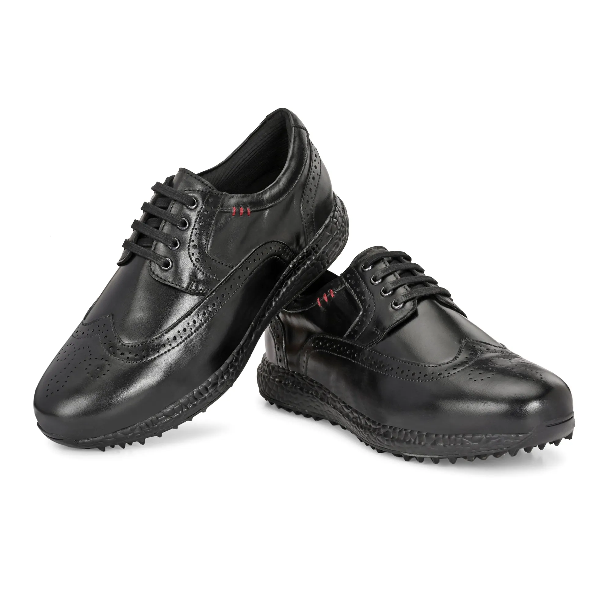 Brogue Spikeless Black-Golf Shoes Best Waterproof Shoes For Wide Feet