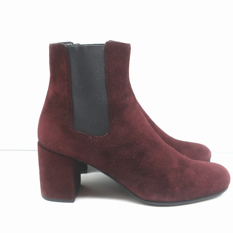 Saint Laurent Chelsea Boots Burgundy Suede Size 37 Mid-Heel Ankle Boots Rockin Knockin Boots