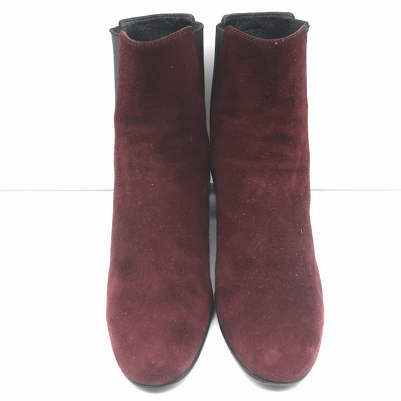 Define Boots Saint Laurent Chelsea Boots Burgundy Suede Size 37 Mid-Heel Ankle Boots