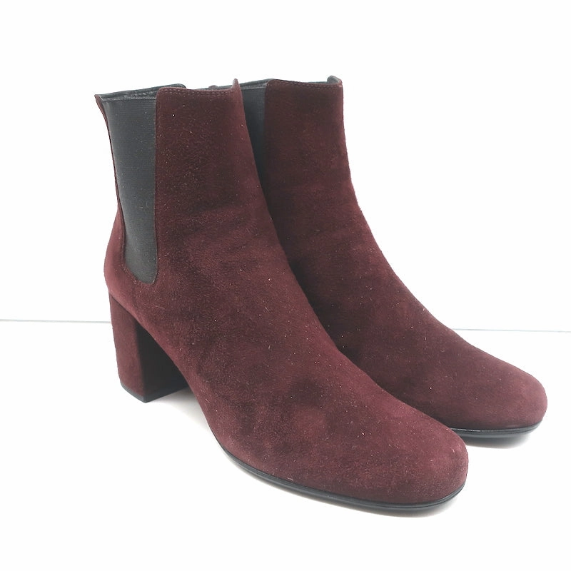 Boots On Mount Everest Saint Laurent Chelsea Boots Burgundy Suede Size 37 Mid-Heel Ankle Boots
