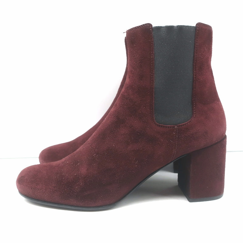 Saint Laurent Chelsea Boots Burgundy Suede Size 37 Mid-Heel Ankle Boots NULL Borghini Boots