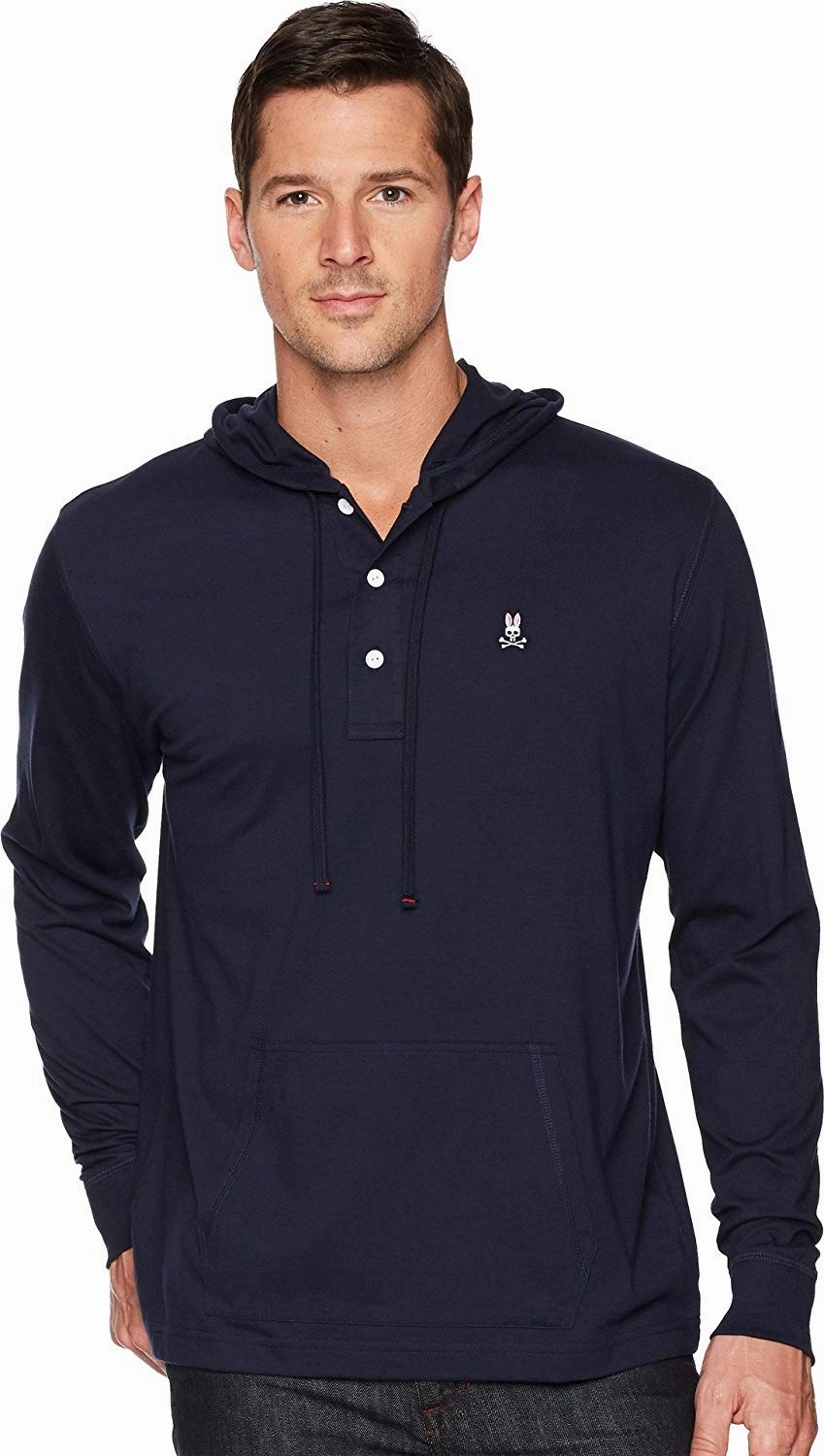 Samoan Sweatshirts Psycho Bunny Men's Long Sleeve Bunny Placket Hoodie