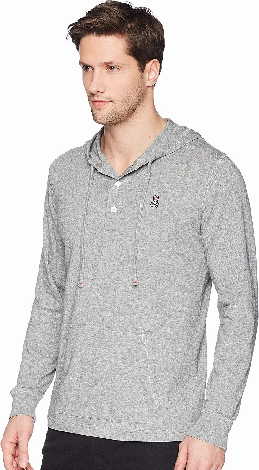 Crewneck Sweatshirts Bulk Psycho Bunny Men's Long Sleeve Bunny Placket Hoodie