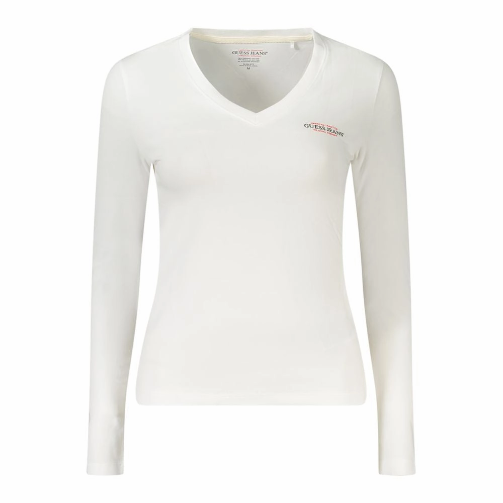 Guess Jeans White Cotton Women T-Shirt Dye Sub Printer For T Shirts