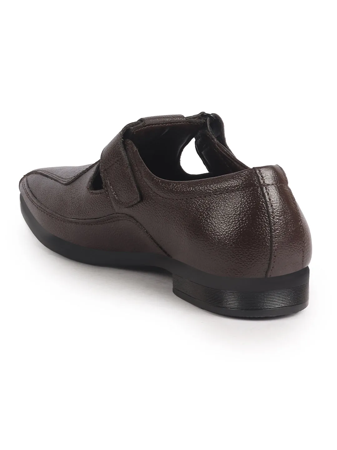 Sandals Clipart Men Brown Genuine Leather Broad Feet Breathable Slip On Adjustable Strap Peshawari Shoe Style Sandals|Work Wear|Formal Office Wear