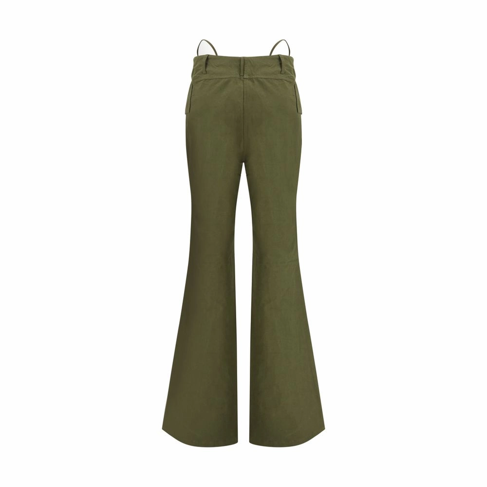 R13 Green Cotton Flared Pants Light Cargo Pants
