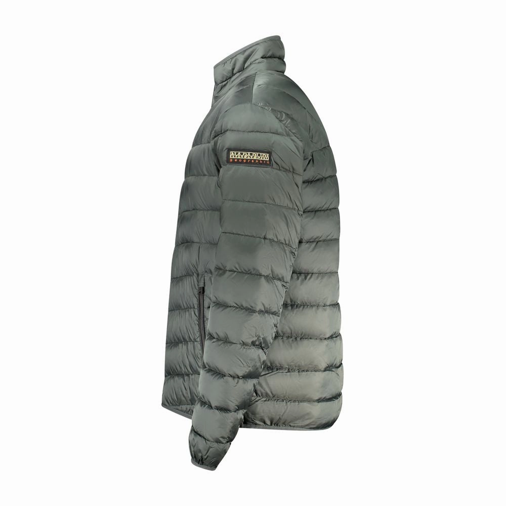 Napapijri Green Polyamide Men Jacket Lambskin Coats