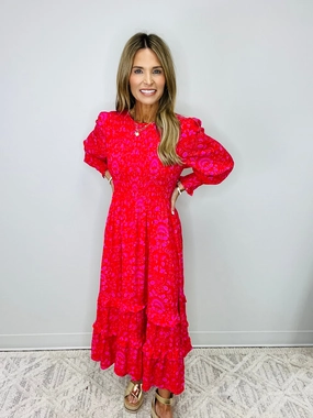 Midi Dress With Shirt Underneath RAINER PINK PASILEY DRESS