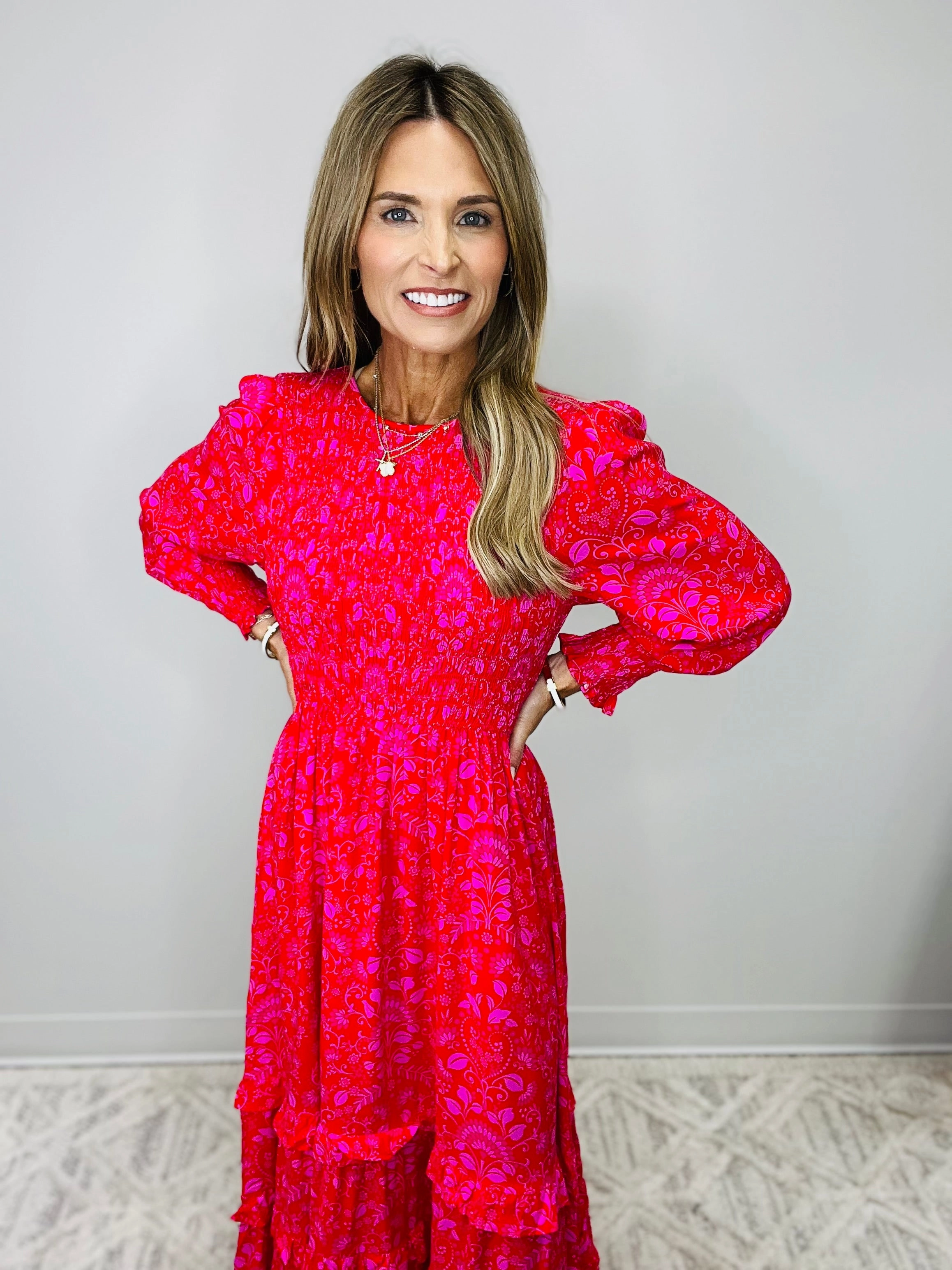 RAINER PINK PASILEY DRESS Floral Print Satin Effect Midi Dress