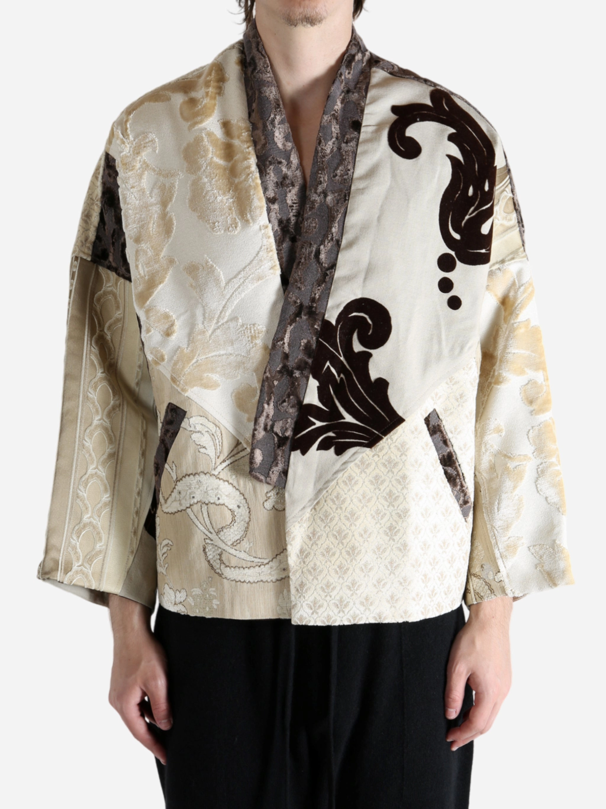 EMERGENCY ROOM - Men Patchworked Kimono Best Leather Coats