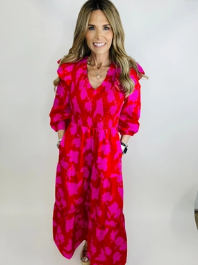 Color Midi Dress Raspberry Bliss Brighton Smocked Poplin Maxi Dress--FLASH SALE