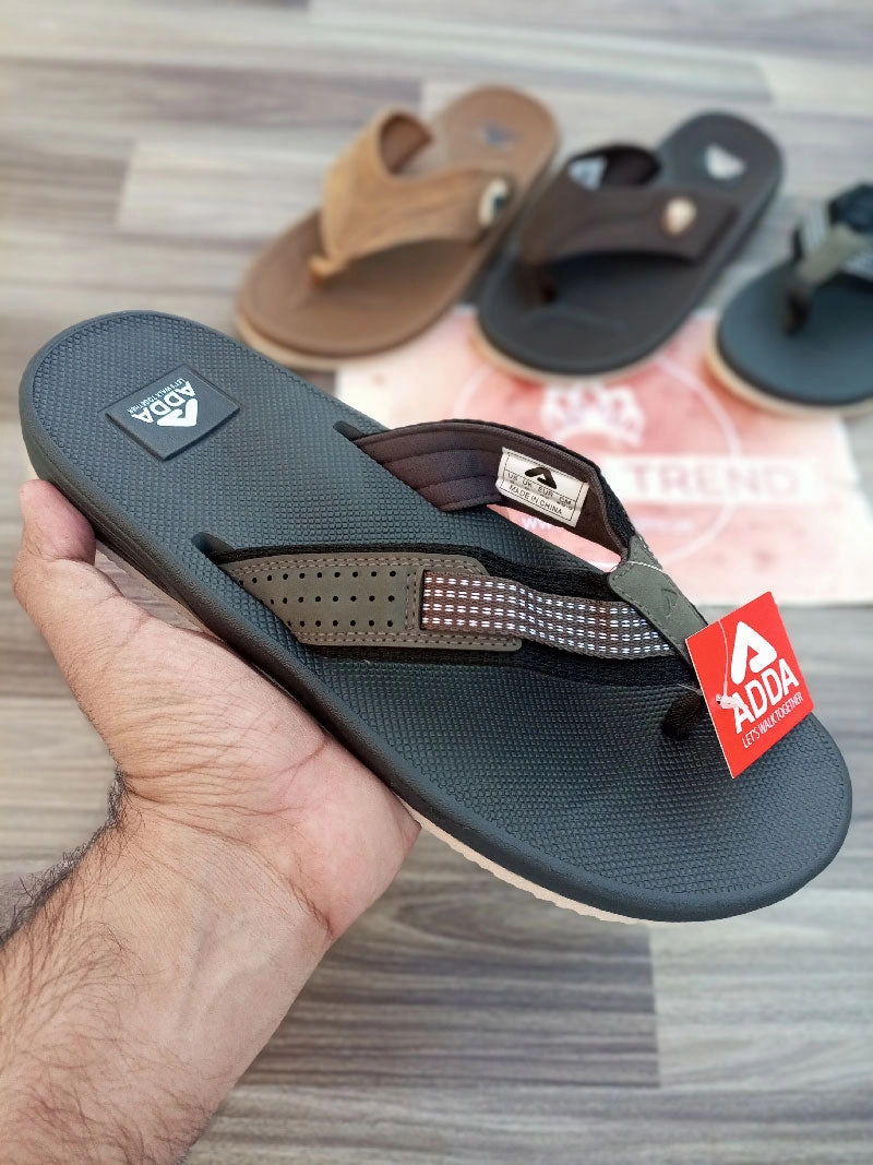 Brown Flip Flops Premium Adda Flip Flops for Men - Let's Walk Together in Grey