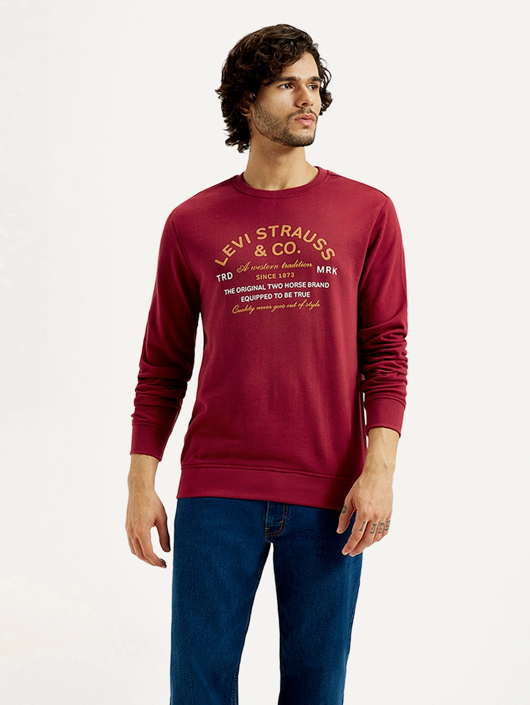 Men's Printed Round Neck Sweatshirt Tight Sweatshirts