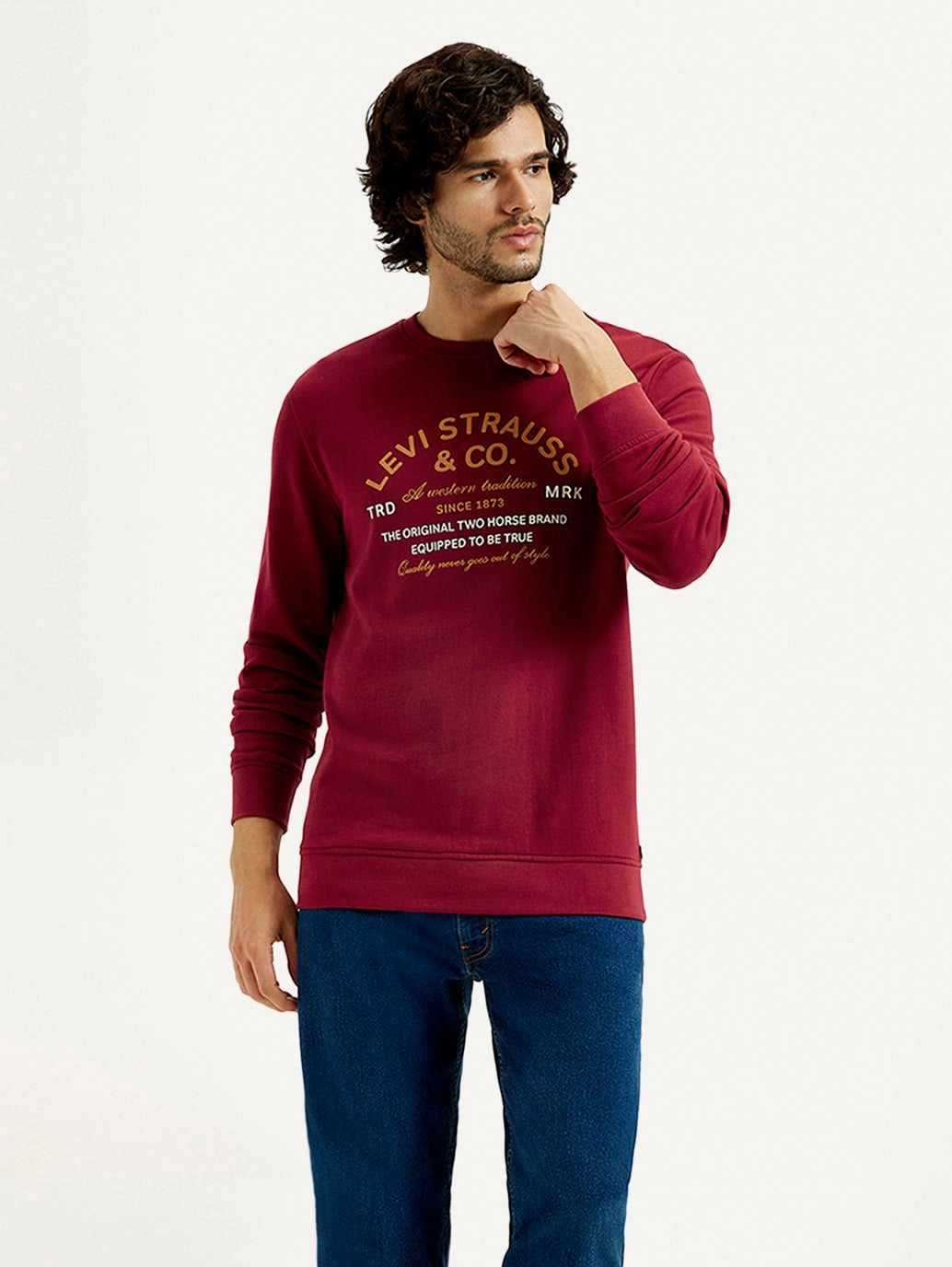 Cute Winter Sweatshirts Men's Printed Round Neck Sweatshirt