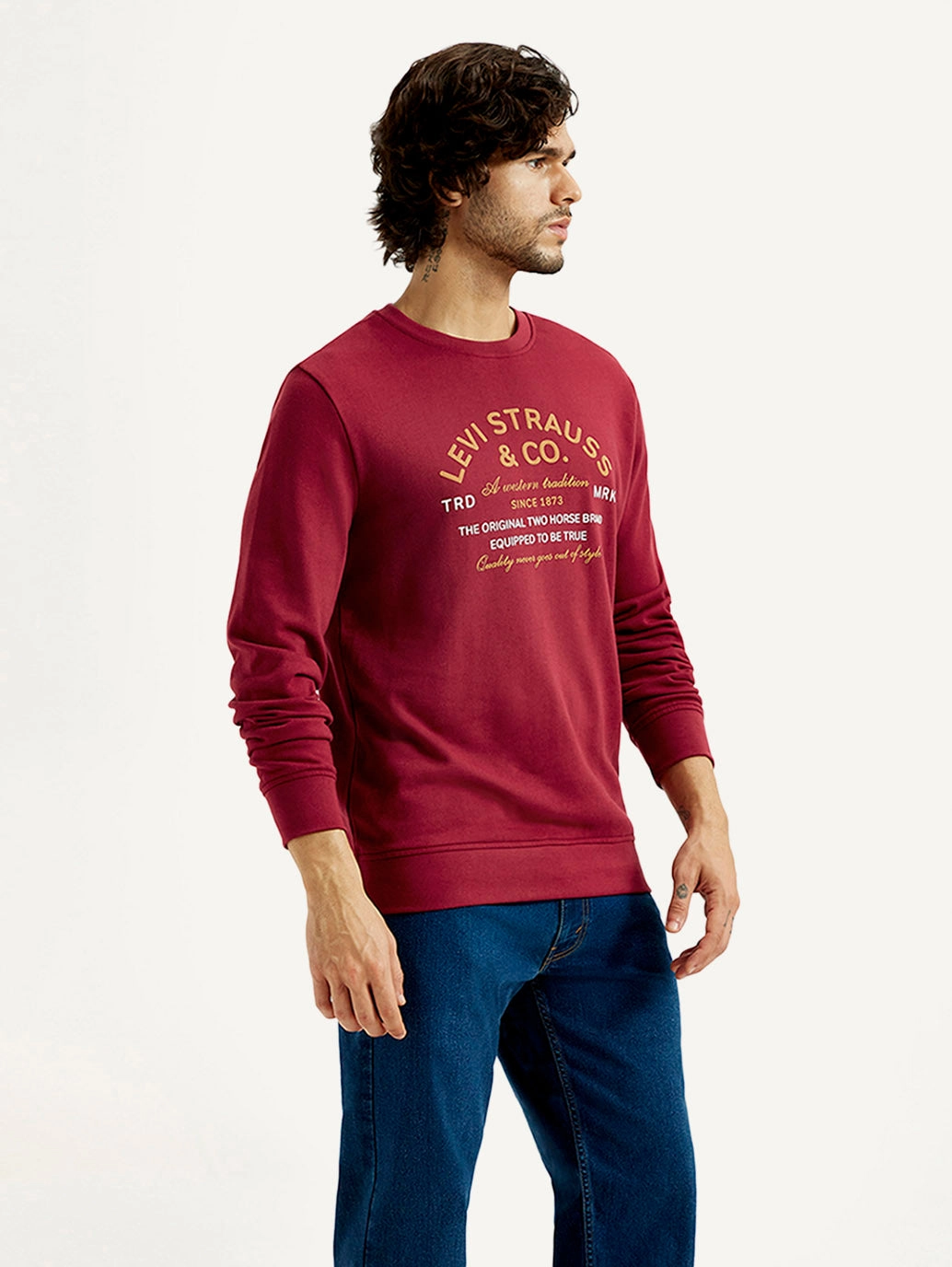 Pinterest Sweatshirts Men's Printed Round Neck Sweatshirt