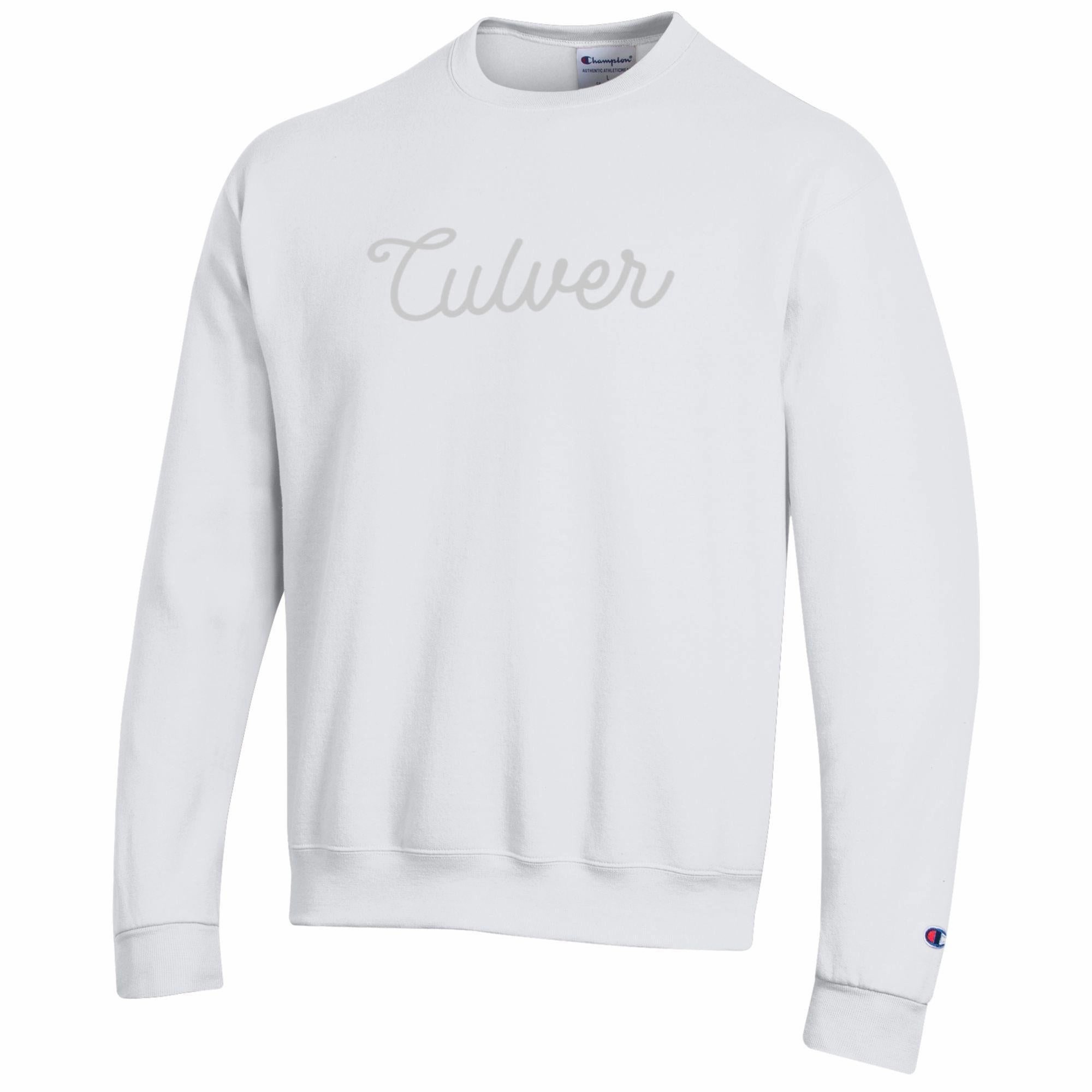 Oregon Ducks Sweatshirts Champion Powerblend Embroidered Culver Crew - White