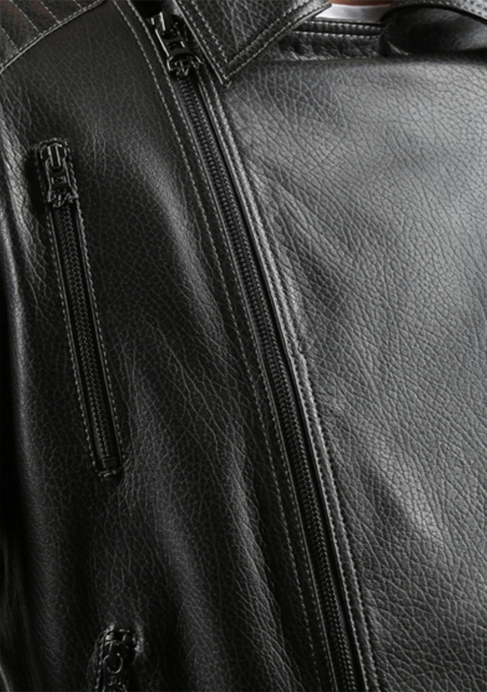 The Fossett Black Leather Men Jacket Jackets With Zippered Pockets