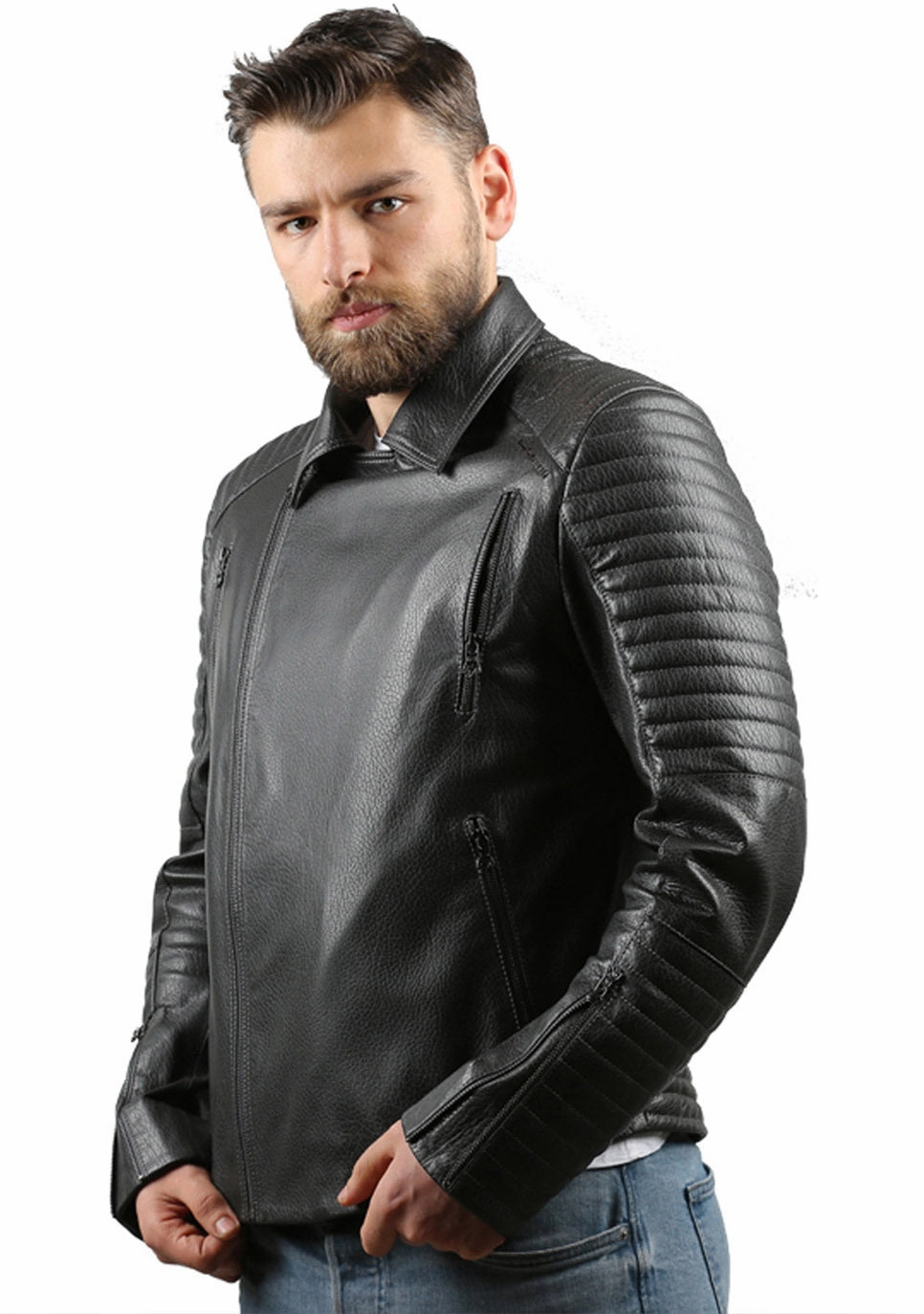Jackets With Inside Pockets The Fossett Black Leather Men Jacket