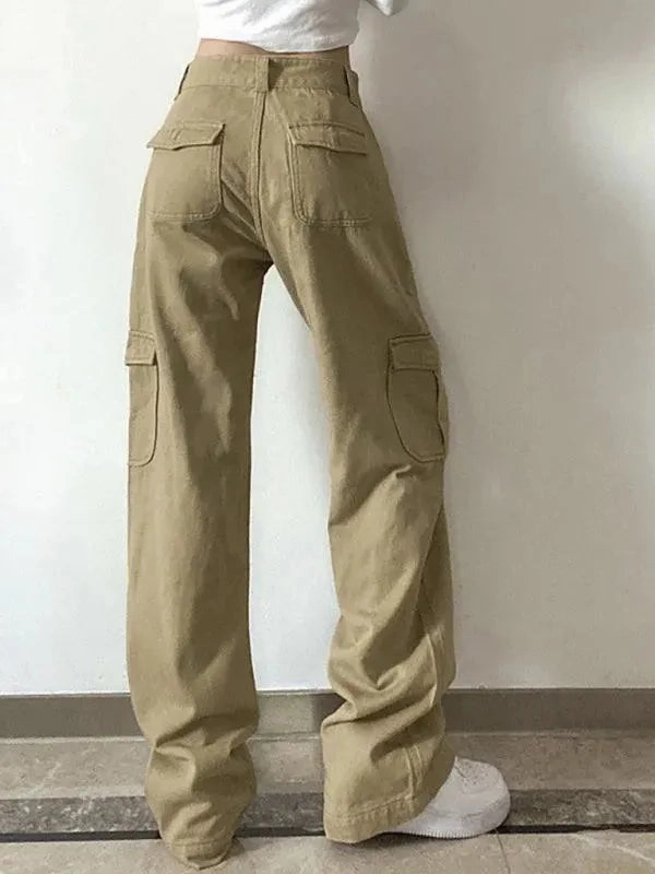 Her Waist Cargo Pants Relaxed Utilitarian Women Cargo Pants - Mid-Rise Loose Fit