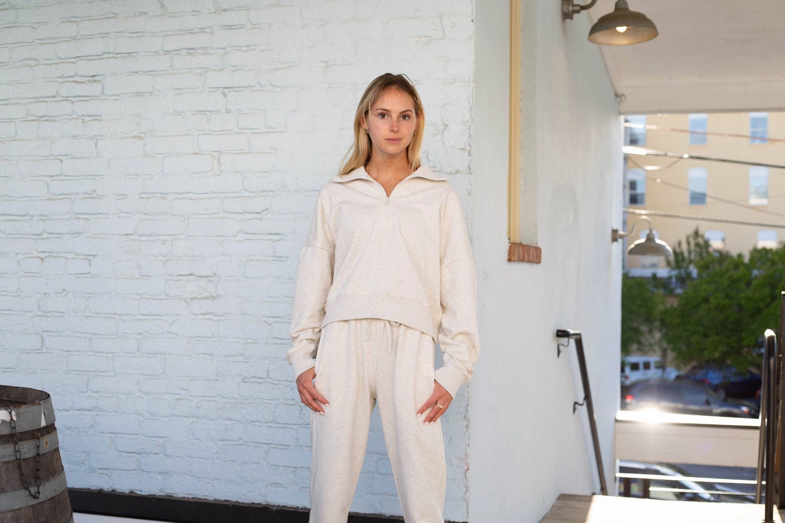 Relay Active Montour Half Zip Sweatshirt - Oatmeal - WOMEN Scary Halloween Sweatshirts