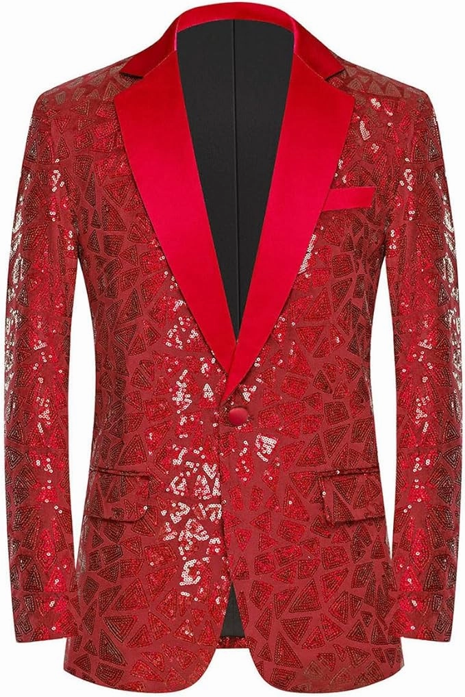 riangle Sequin Jackets One Button Blazer for Men Big And Tall Jackets Near Me