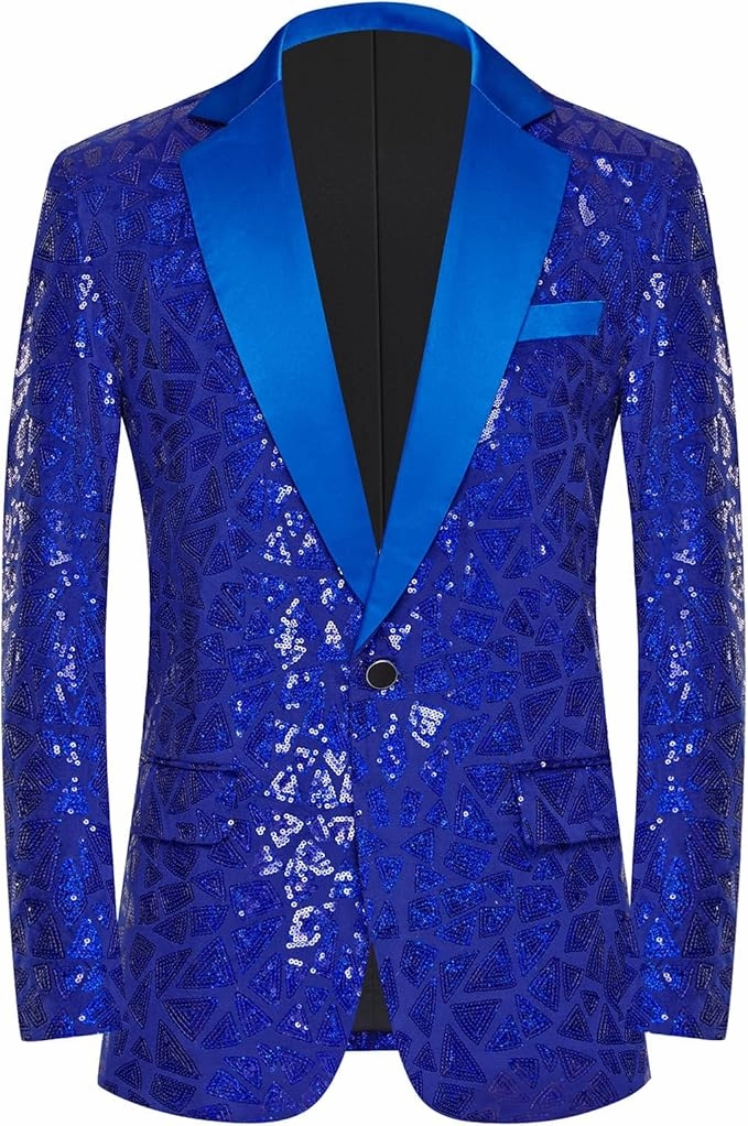 Good Cycling Jackets riangle Sequin Jackets One Button Blazer for Men