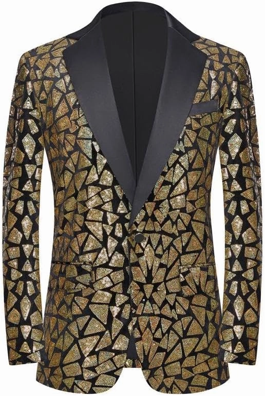 Jackets With Fur Inside riangle Sequin Jackets One Button Blazer for Men