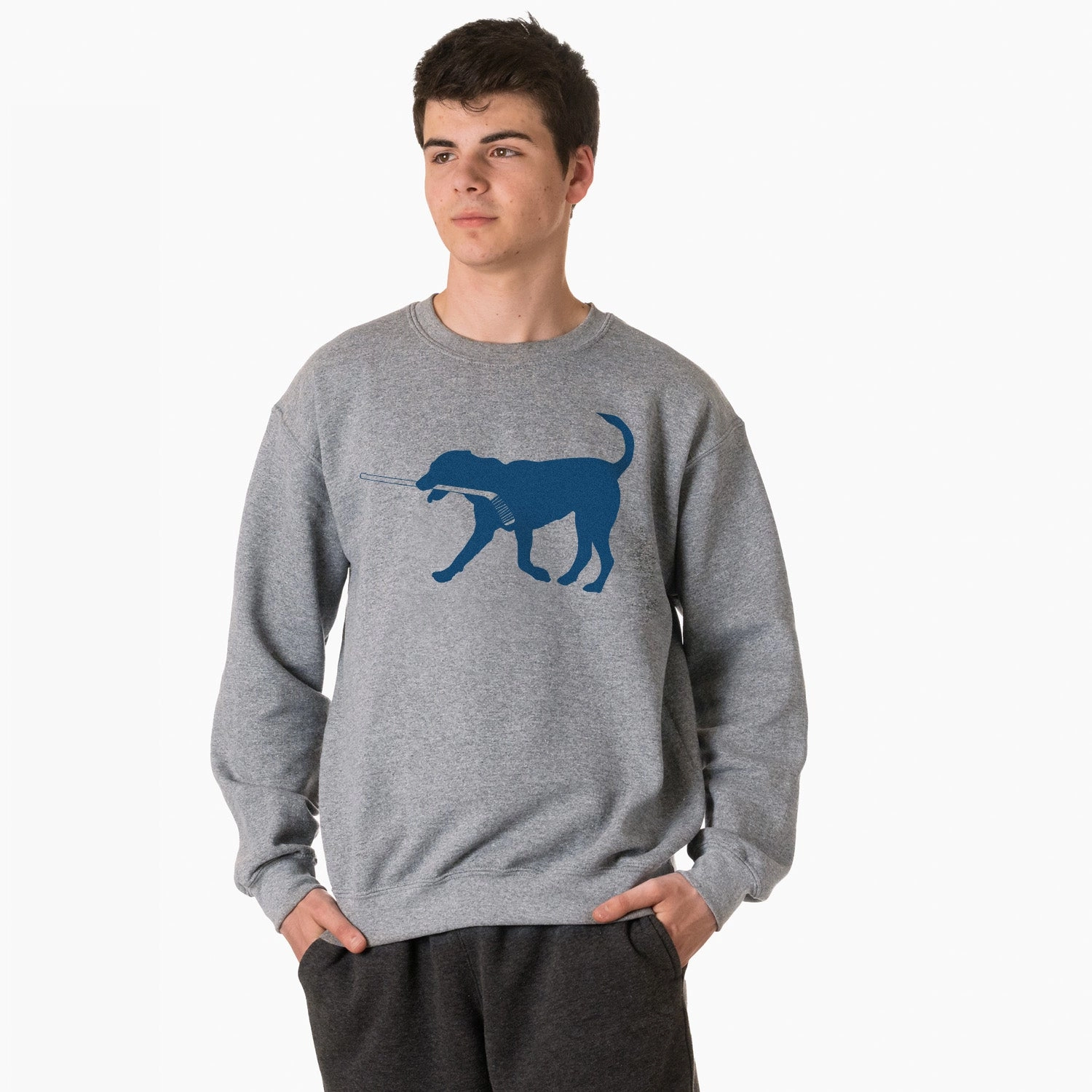 Sublimation Blank Sweatshirts Hockey Crewneck Sweatshirt - Rocky the Hockey Dog