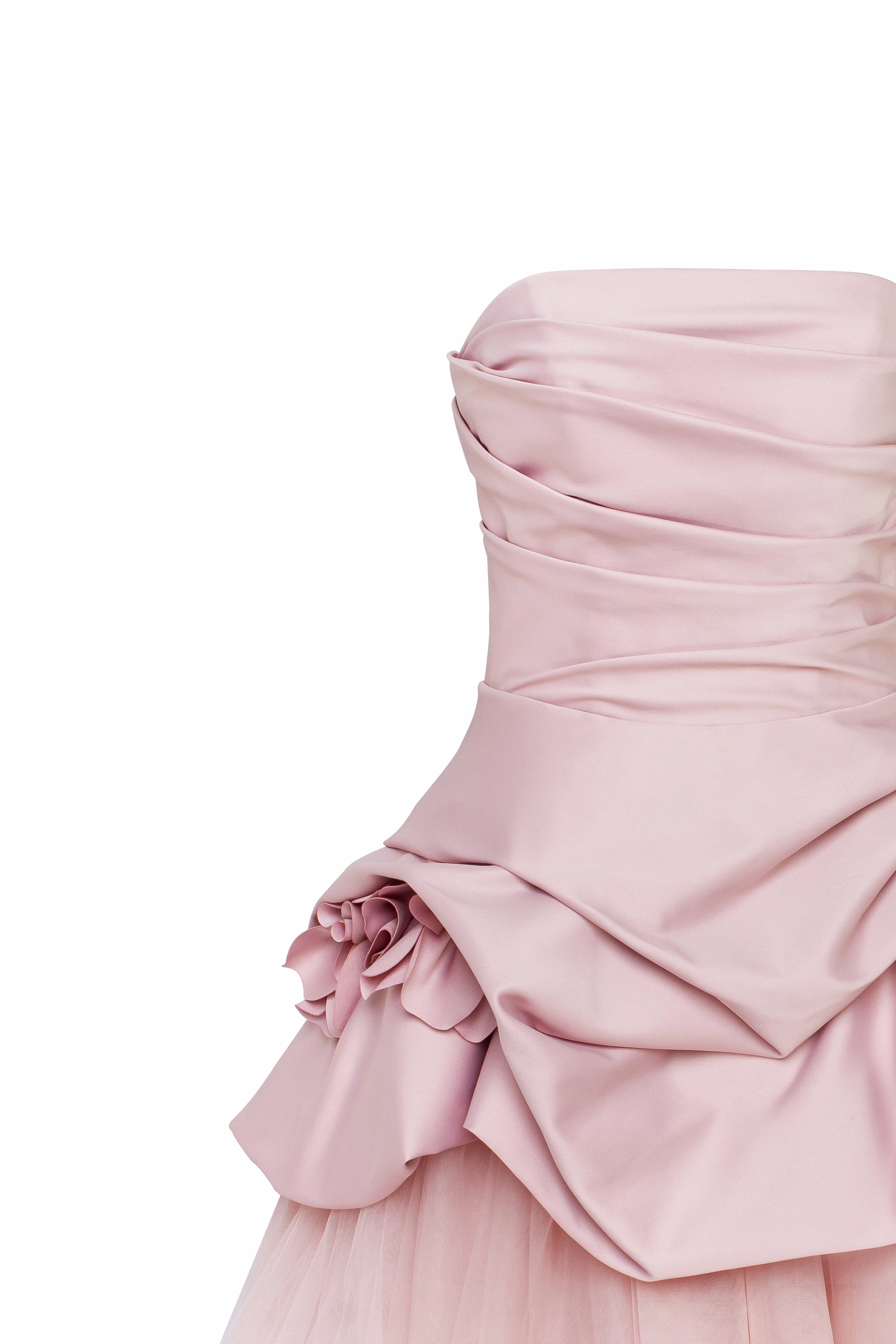 Feather Wedding Dress Rosette mini dress in misty rose, Glow-Up