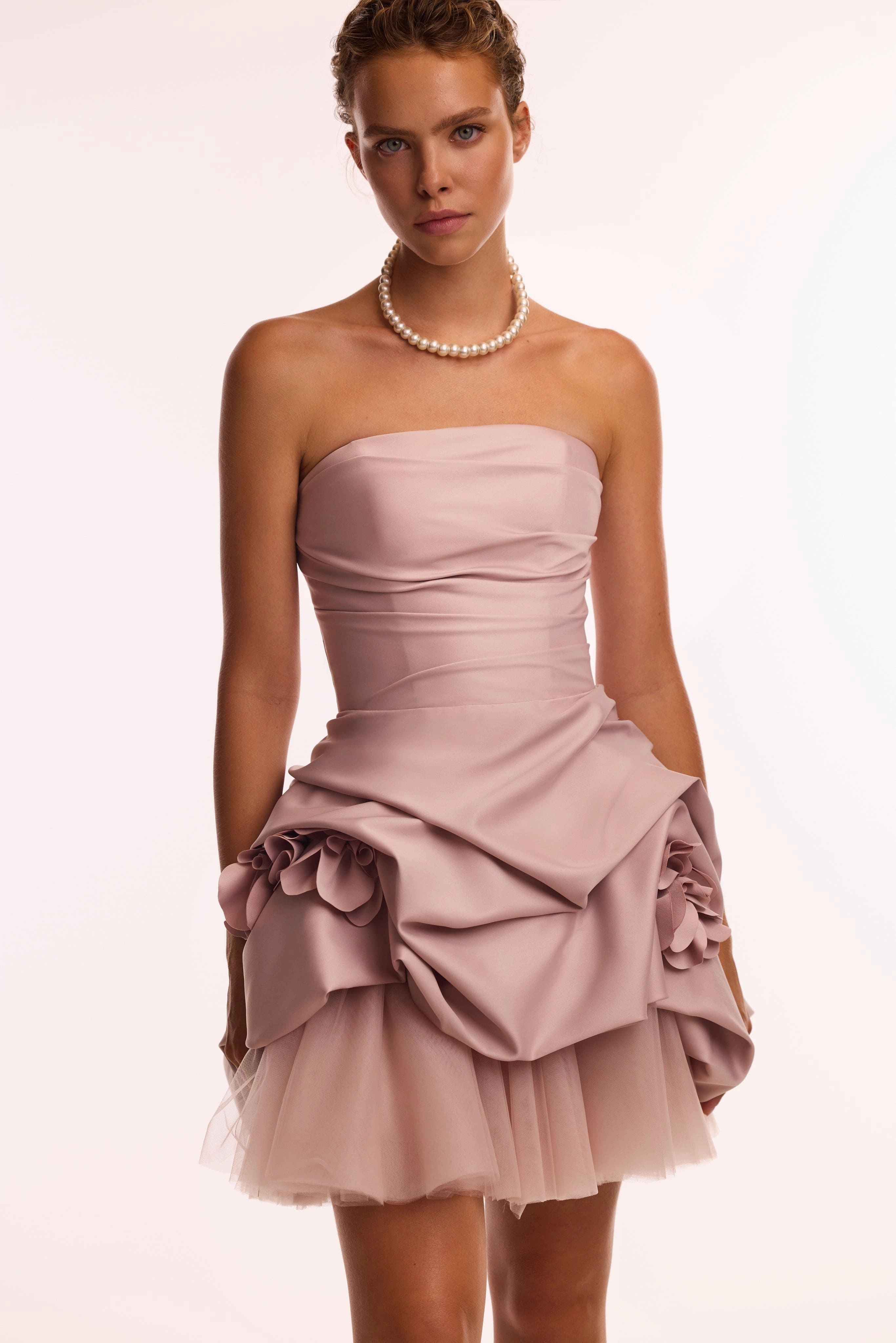 Flare Mini Dress Rosette mini dress in misty rose, Glow-Up