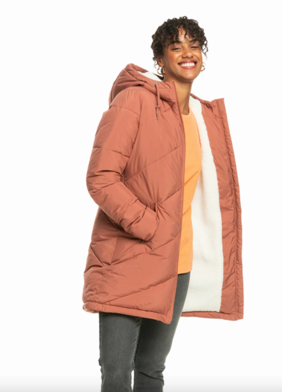 Do Coats Run Small Roxy Better Weather - Longline Hooded Puffer Jacket For Women