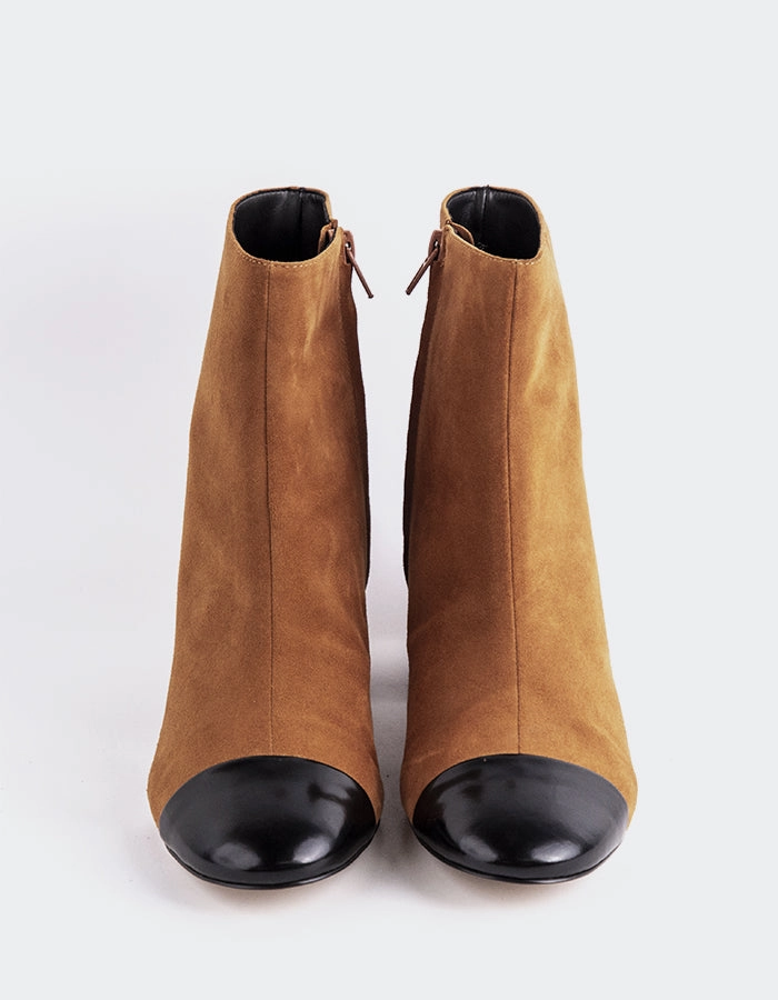 Rozalie Cognac Suede Ostrich Skin Boots