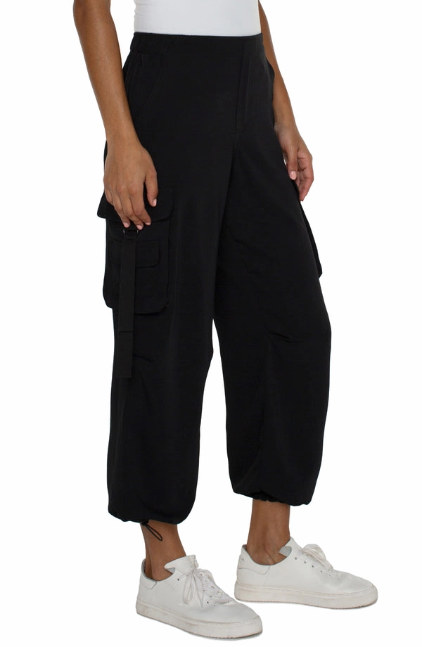Liverpool Pull-On Parachute Cargo Pants (Black) Amelia Oversized Cargo Pants