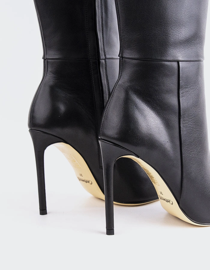 Kyrie Black Leather Tall Western Boots