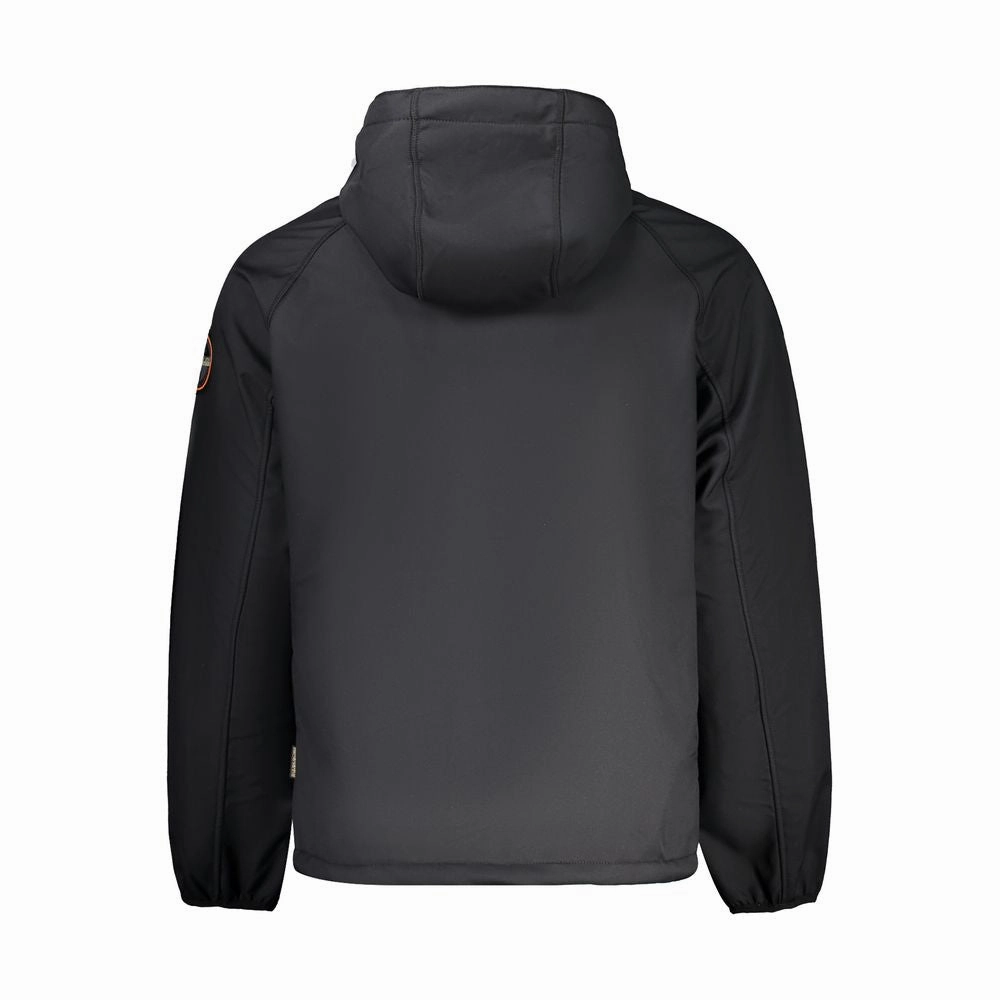 Jean Jackets With Hood Napapijri Black Recycled Polyester Men Jacket