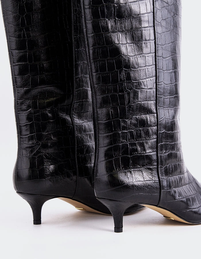 Rynn Black Croco Tin Haul Boots
