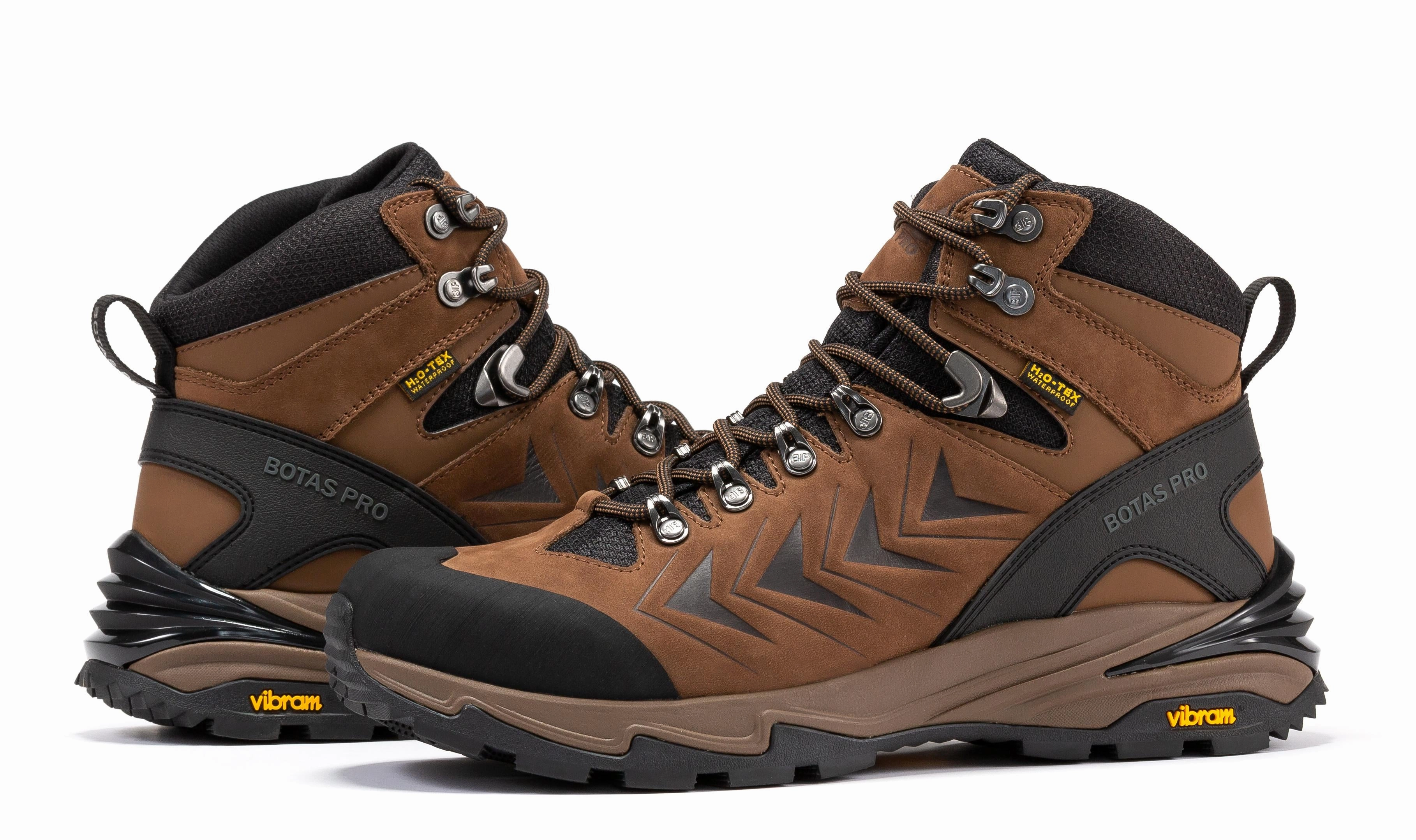 Botas Pro Brown 6 Inch Waterproof Hiking Boots with VIBRAM Traction Lug Outsole  BP22121 Salomon Quest Prime Gore Tex Hiking Boots
