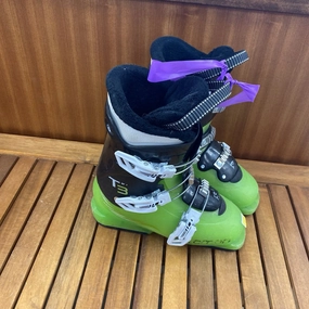 Snow Boots Long Salomon - Kid's T3 Downhill Ski Boots - MSRP $180: Green/Black-children-22/22.5