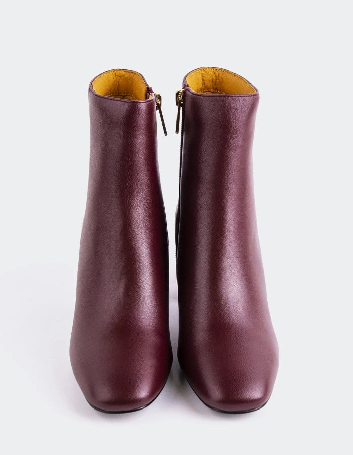 Wide Leg Knee High Boots Sarchi Burgundy Leather