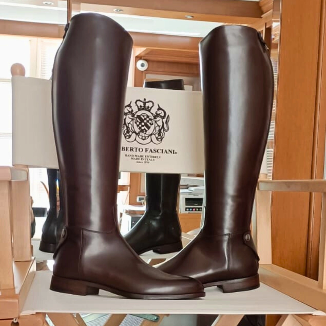 Savoy 2100 Alberto Fasciani Boutique Edition<br> Mahogany High Boots Denim Thigh Boots