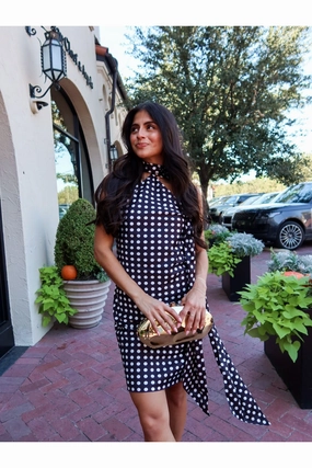 Mini Dress Short Dress With Slits On The Side Scarfed Away Mini - Polka Dot