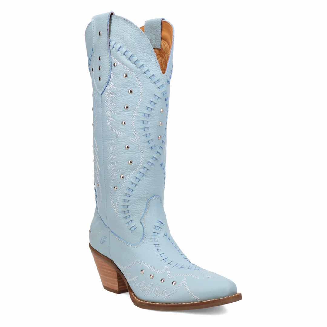 Online Exclusive | Dingo | Pretty 'N Pink Leather Boot in Blue **PREORDER Wide Feet Boots