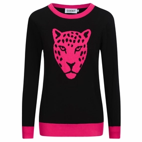 Women's black leopard jacquard vintage knitwear Knitwear Pattern