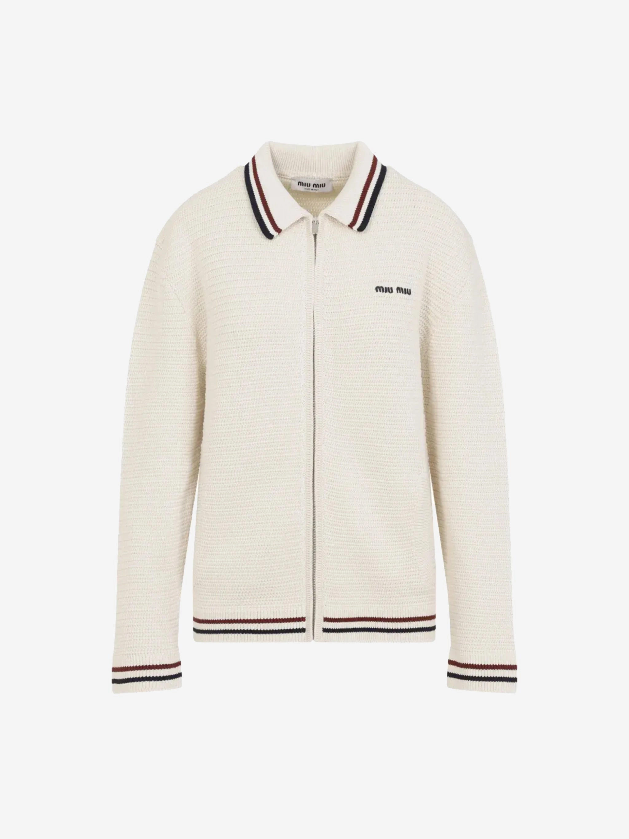 MIU MIU - Women Knit Zipper Cardigan Luxurious Knitwear Brands For Work And Weekends