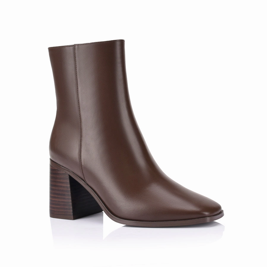 Liliah Ankle Boots - Chocolate Brown Gator Ankle Boots