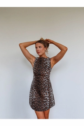 Cara Leopard Dress Mini Dress Embroidered