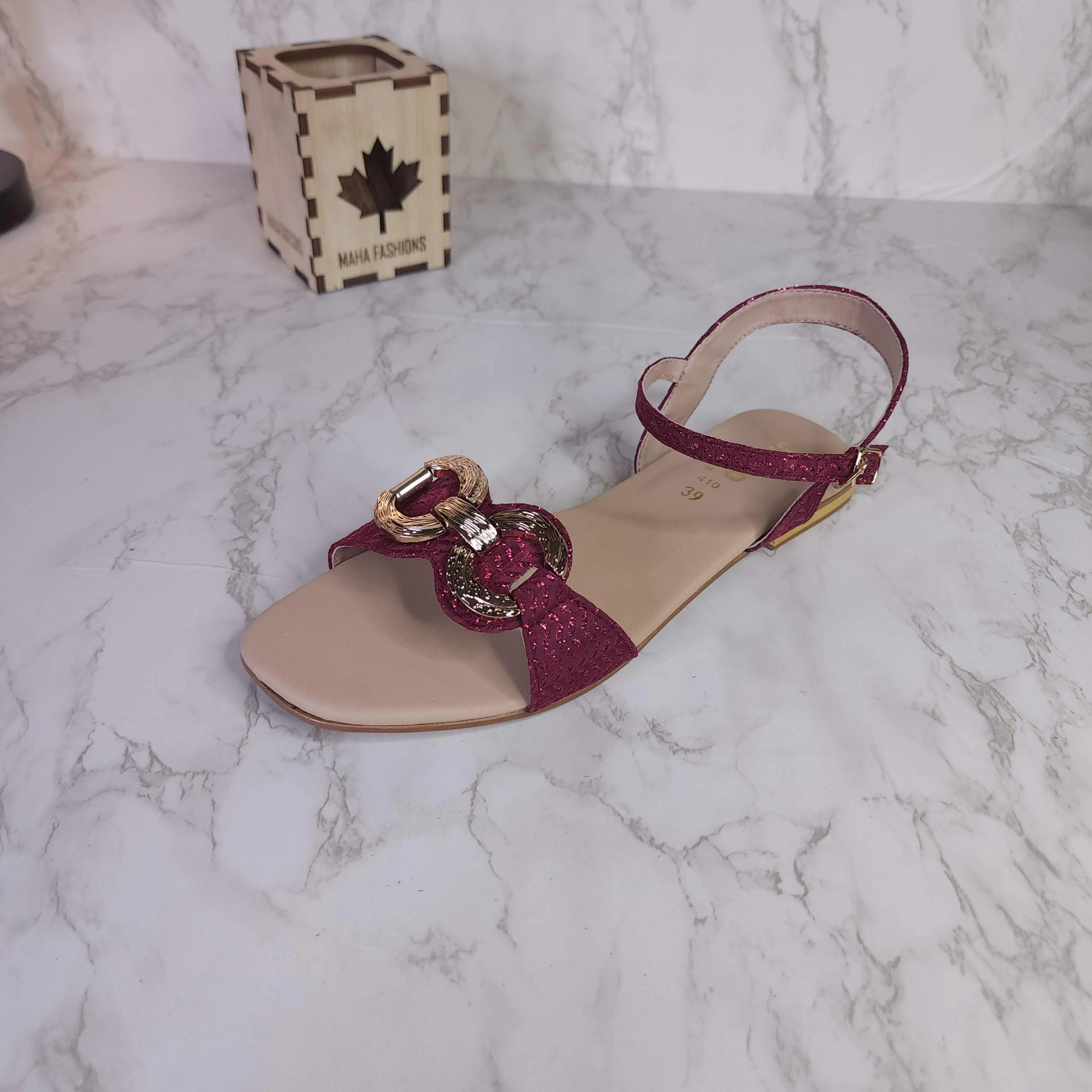 Maroon Buckle Sandals Tiva Sandals