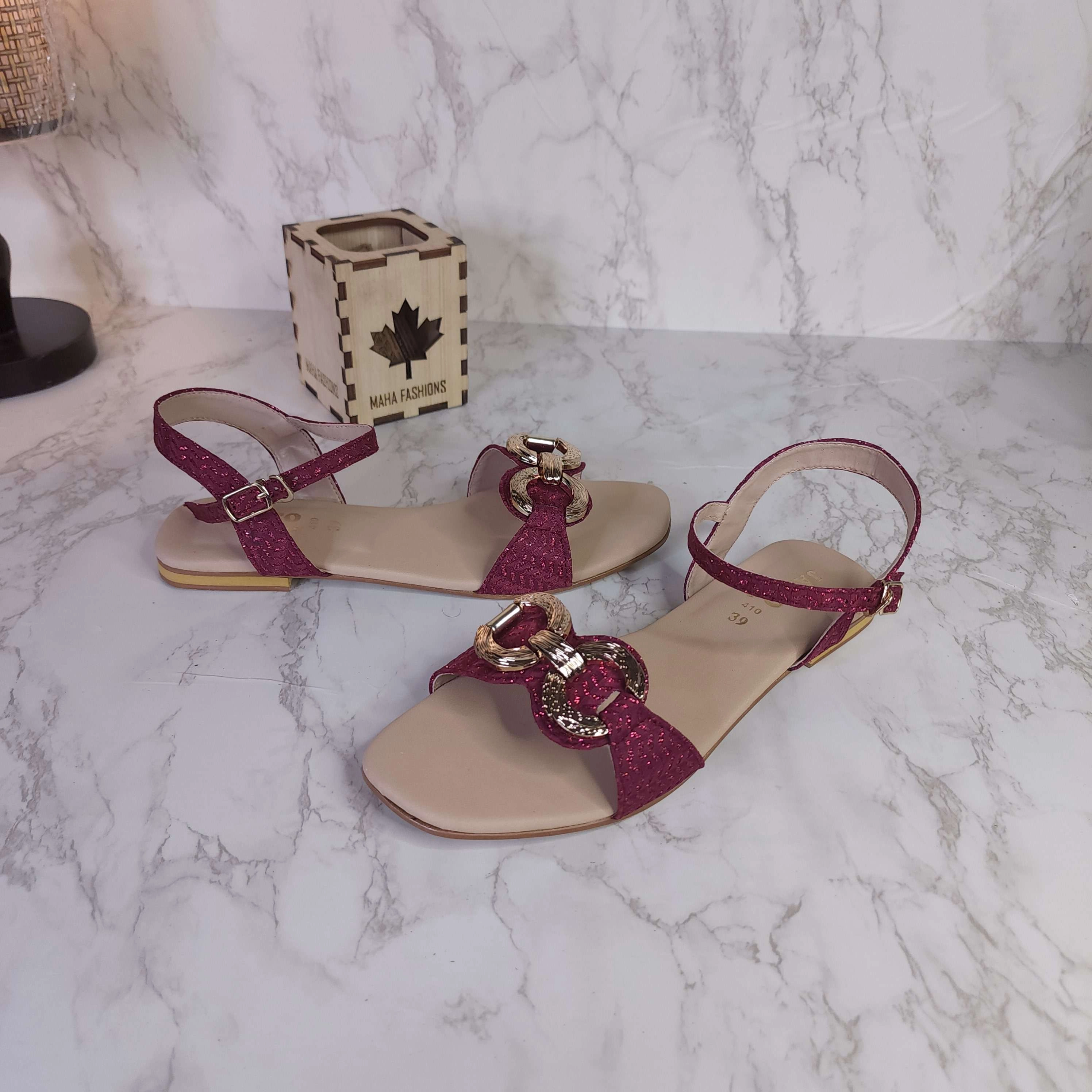 Maroon Buckle Sandals Sandals Jamaica Vacation