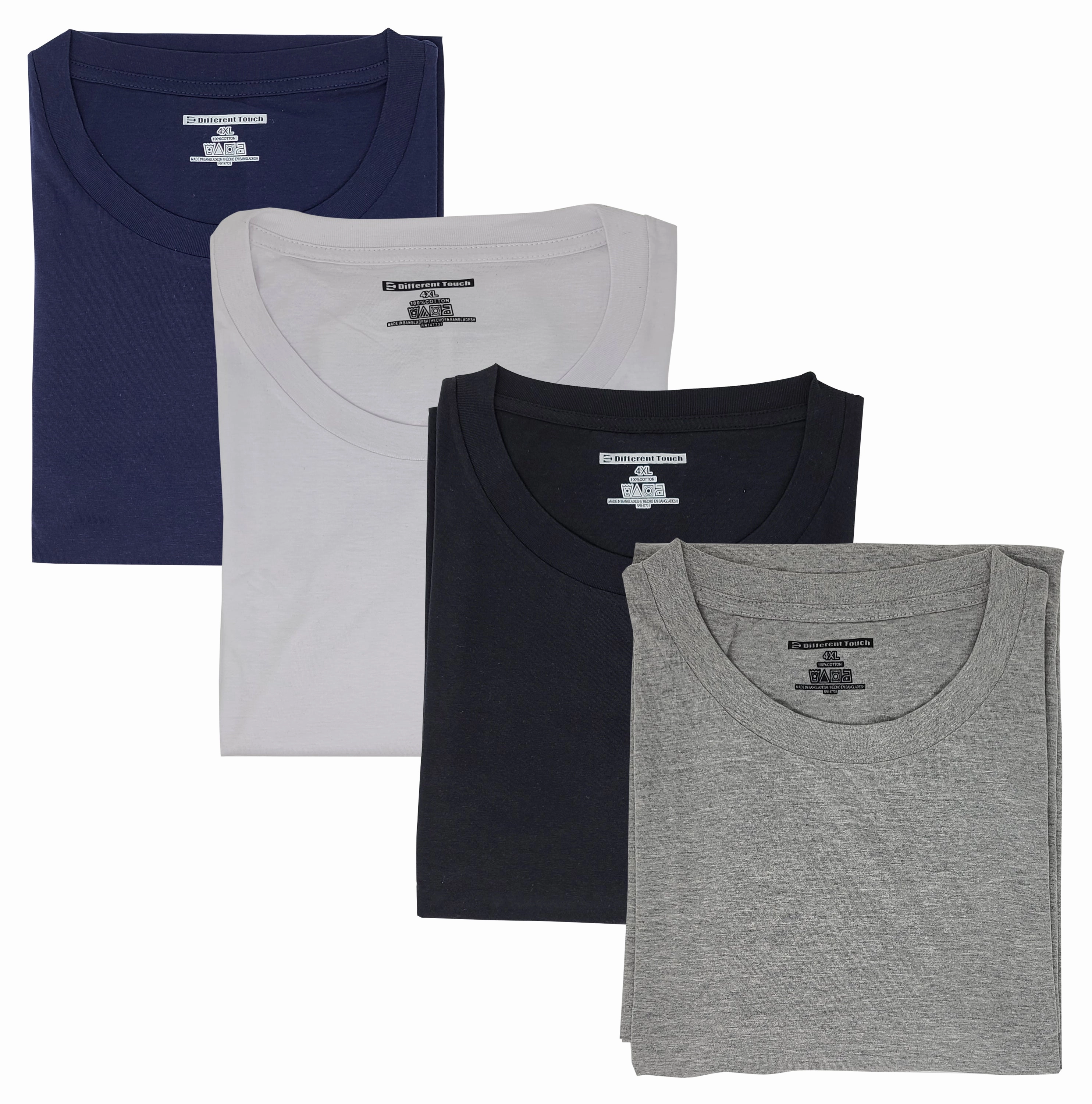 Short Sleeve Cotton T-Shirts | BIG and TALL | Men's Crew Neck (4 Pack)